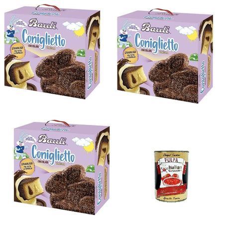 Italian Gourmet E.R. Schokoladenkuchen Bauli Coniglietto Cioccolato & Vaniglia stragoloso per tutta la famiglia Chocolate & Vanilla Extravaganza Hase für die ganze Familie 3x650 g + Italian Gourmet polpa 400g 8032804040014