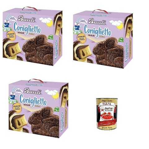 Bauli Coniglietto Cioccolato & Vaniglia stragoloso per tutta la famiglia Chocolate & Vanilla Extravaganza Hase für die ganze Familie 3x650 g inkl. Italian Gourmet polpa 400g Original italienisch