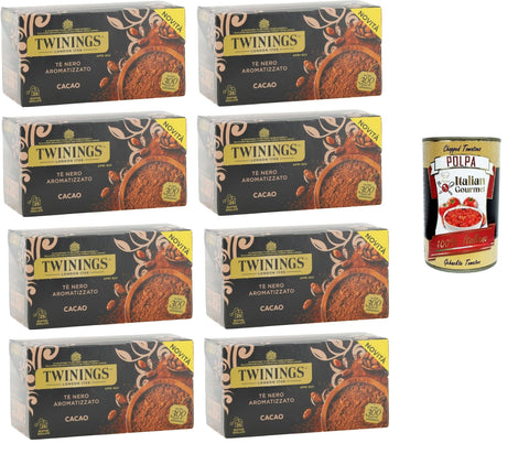 Italian Gourmet E.R. Schwarztee Tè Nero Aromatizzato al Cacao, schwarzer Tee mit Kakaogeschmack,Packung mit 25 Filtern 8x50gr +Italian Gourmet polpa 400g 8032804040014