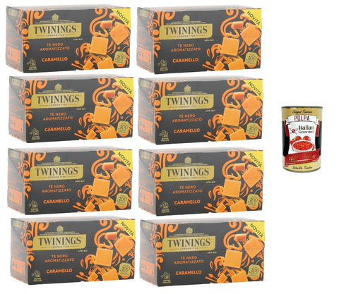 Italian Gourmet E.R. Schwarztee Tè Nero Aromatizzato al Caramello, Schwarztee mit Karamellgeschmack,Packung mit 25 Filtern 8x50gr +Italian Gourmet polpa 400g 8032804040014