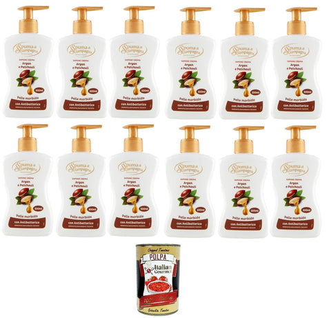 Italian Gourmet E.R. Seifen Spuma di sciampagna Sapone Crema Argan e patchouli -Cremeseife 12x 300ml+ Italian Gourmet polpa 400g 8032804040014