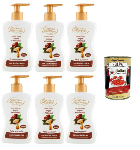 Italian Gourmet E.R. Seifen Spuma di sciampagna Sapone Crema Argan und Patschuli -Cremeseife 6x 300ml+ Italian Gourmet polpa 400g 8032804040014