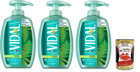 Italian Gourmet E.R. Seifen Vidal - Sapone Liquido, Muschio Bianco, Flüssigseife, weißes Moos, White musk liquid soap 3x 300 ml + Italian Gourmet polpa 400g 8032804040014