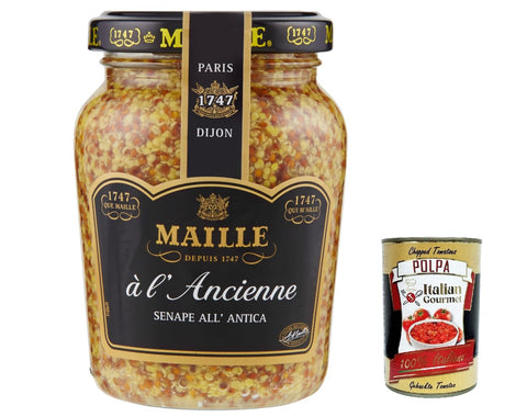 MAILLE Dijon à l Ancienne Senf nach alter Art grober Senf 200g Glas 3x Original italienisch inkl. Italian Gourmet Polpa 400g