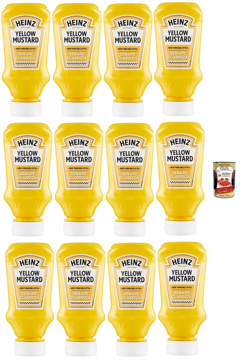 Italian Gourmet E.R. Senf Heinz Yellow Mustard Senape Classica, Original amerikanischer Senf, new york deli style, 12x 240 g + Italian Gourmet polpa 400g 8032804040014