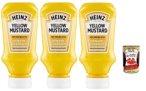 Italian Gourmet E.R. Senf Heinz Yellow Mustard Senape Classica, Original amerikanischer Senf, new york deli style, 3x 240 g + Italian Gourmet polpa 400g 8032804040014