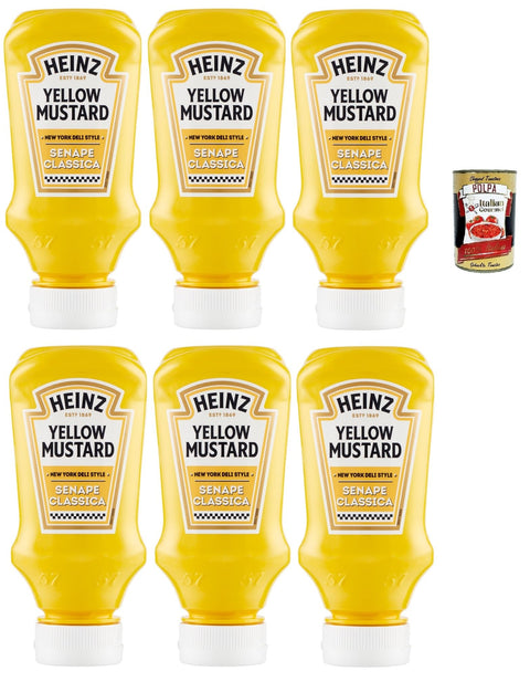 Italian Gourmet E.R. Senf Heinz Yellow Mustard Senape Classica, Original amerikanischer Senf, new york deli style, 6x 240 g + Italian Gourmet polpa 400g 8032804040014