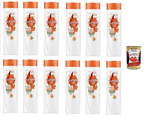 Italian Gourmet E.R. Shampoo & Conditioner Sets Sunsilk, Argan- und Mandelöl-Shampoo, Shampoo für brüchiges und geschädigtes Haar, mit Arganöl und Bio-Mandelöl, 12x250ml+ Italian Gourmet polpa 400g 8032804040014