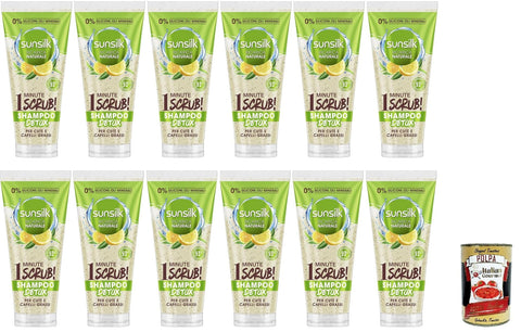 Italian Gourmet E.R. Shampoos 12x Sunsilk, Detox-Shampoo, Haarpeeling mit grünem Tee und Zitrone, Shampoo-Peeling für Kopfhaut und fettiges Haar+ Italian Gourmet polpa 400g 8720182280916