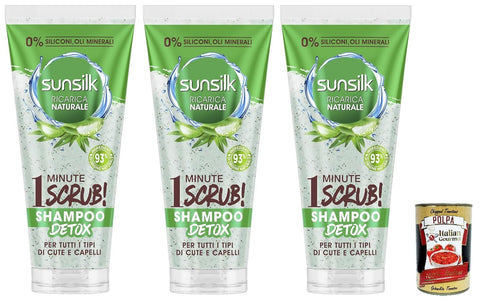Sunsilk Detox-Shampoo, Aloe Vera-Haarpeeling, Peeling-Shampoo für dehydrierte Kopfhaut und Haare 3x Original italienisch inkl. Italian Gourmet Polpa 400g