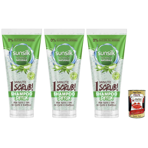 Sunsilk Detox-Shampoo, Aloe Vera-Haarpeeling, Peeling-Shampoo für dehydrierte Kopfhaut und Haare 3x Original italienisch inkl. Italian Gourmet Polpa 400g