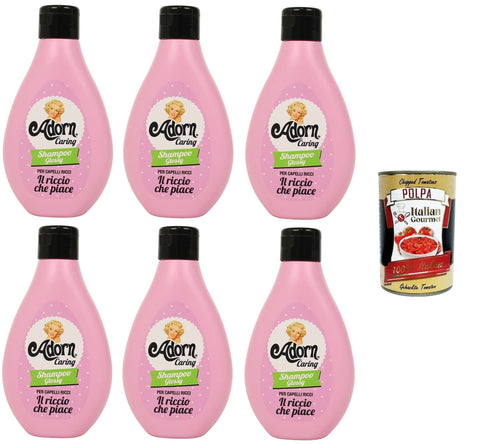 ADORN Vintage Shampoo Glossy ricci Für lockiges Haar 6x 250ml Original italienisch inkl. Italian Gourmet Polpa 400g