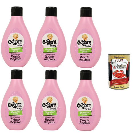 ADORN Vintage Shampoo Glossy ricci Für lockiges Haar 6x 250ml Original italienisch inkl. Italian Gourmet Polpa 400g