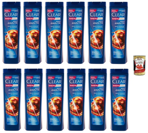 Clear ANTI CADUTA Men Shampoo für schwaches Haar - Shampoo Gegen Haarausfall 12x 225ml inkl. Italian Gourmet polpa 400g Original italienisch