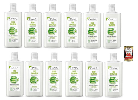 Italian Gourmet E.R. Shampoos Omia, Fisio Eco Bio Shampoo, Mit Aloe Vera, für normale Haare, Feuchtigkeit und Balancing, geeignet für häufige Verwendung, ohne Silikone, 12x 200 ml + Italian Gourmet polpa 400g 8032804040014