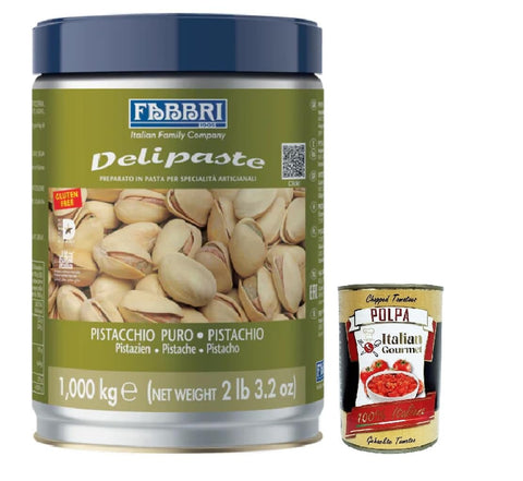 Italian Gourmet E.R. Sirupe Fabbri Pistazienpaste Pistacchio, Produkt in Pasta basiert auf Pistaziensaft zu Geschmackscreme und Cremes und erstellen Sie originelle Desserts. 1 Kg + Italian Gourmet polpa 400g 8032804040014