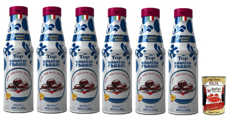 Fabbri top amarena, Sauce Topping Amarena Schwarze Kirsche Süß saure Kirschsauce zum Garnieren und Überziehen von Eis und 6x950g Original italienisch