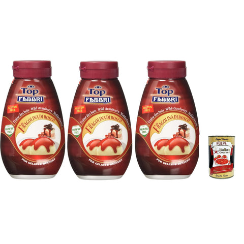 Fabbri Topping sauce Frutti di bosco, Beeren für Eis, Desserts und Kaffee 3x 225g Gluten-frei gebrauchsfertige Sauce Original italienisch inkl. Italian Gourmet Polpa 400g
