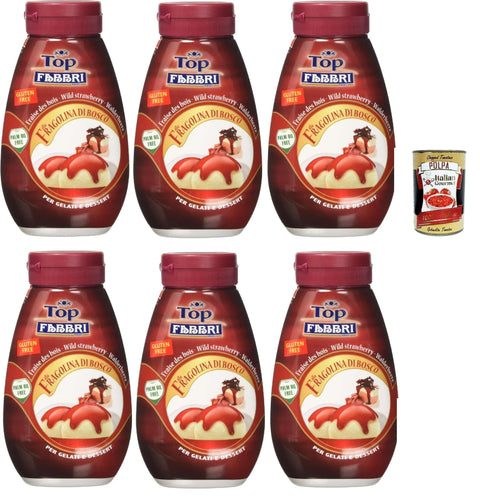 Fabbri Topping sauce Frutti di bosco, Beeren für Eis, Desserts und Kaffee 6x 225g Gluten-frei gebrauchsfertige Sauce Original italienisch inkl. Italian Gourmet Polpa 400g