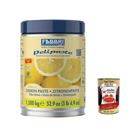 Fabbri Zitronenpaste limone, Produkt in Pasta basiert auf Zitronensaft zu Geschmackscreme und Cremes und erstellen Sie originelle Desserts. 1.5 Kg Original italienisch inkl. Italian Gourmet Polpa 400g