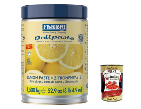 Italian Gourmet E.R. Sirupe Fabbri Zitronenpaste limone, Produkt in Pasta basiert auf Zitronensaft zu Geschmackscreme und Cremes und erstellen Sie originelle Desserts. 1.5 Kg + Italian Gourmet polpa 400g 8032804040014