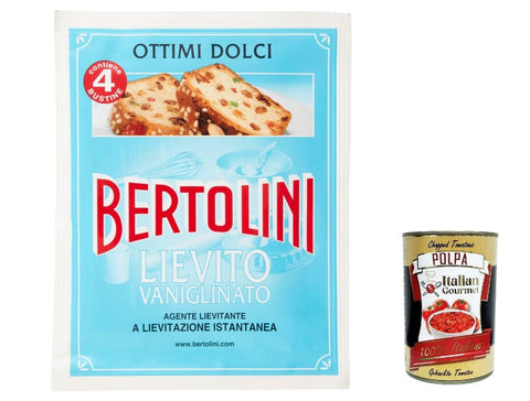 Italian Gourmet E.R. Snack Kuchen & Backwaren 12x Bertolini Lievito vanigliato, Instant-Sauerteig-Vanillehefe, 4 Beutel à 64 g, glutenfrei + Italian Gourmet polpa 400g 8003000410109