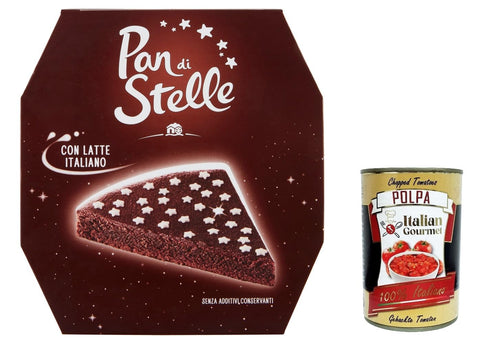 Italian Gourmet E.R. Snack Kuchen & Backwaren 3x Pan di Stelle Torta al Cioccolato, Ready to eat, Bereit -to -taste Kuchen mit Schokolade und Kakao 445g + Italian Gourmet polpa 400g 8032804040014