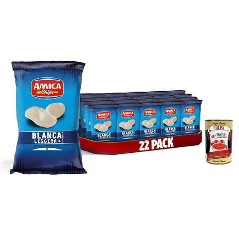 Amica Chips | Patatine Blanca Pellet, Leicht und knusprig, Snack mit Kartoffelstärke, ohne Mononatriumglutamat, mit Sonnenblumenöl, 12 x 160 gr Original italienisch inkl. Italian Gourmet Polpa 400g