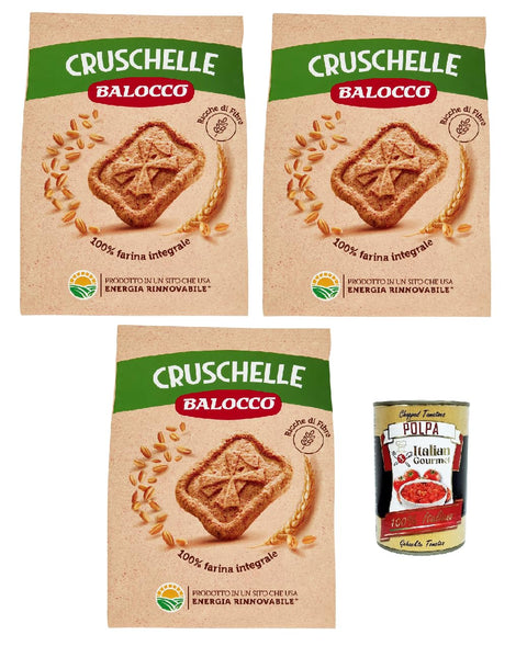 Balocco Cruschelle Biscotti con farina integrale e zucchero di canna Kekse mit Vollkornmehl und braunem Zucker biscuits cookies 100% Kekse 3x 700g inkl. Italian Gourmet polpa 400g Original italienisch