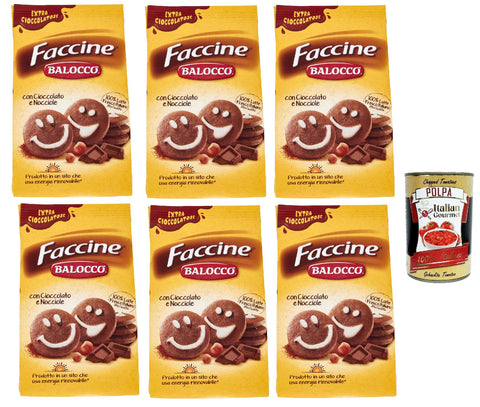 Balocco faccine kekse mit Schokolade & Haselnüss, Ohne Palmöl, ohne Konservierungsstoffe, biscuits cookies 6x 350g inkl. Italian Gourmet polpa 400g Original italienisch
