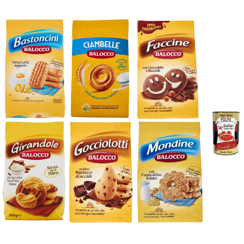 Balocco Testpaket Kekse zum Frühstück biscuits cookies kuchen 6x 350g inkl. Italian Gourmet polpa 400g Original italienisch