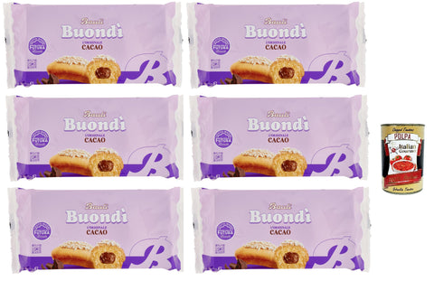 Bauli Buondì Cacao, gebackener Kuchen snack mit Kakaocreme abgepackte Snacks 6x 258g Frühstück Original italienisch inkl. Italian Gourmet Polpa 400g