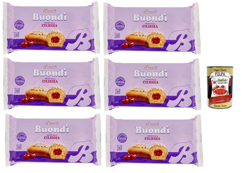 Bauli Buondì Ciliegia, gebackener Kuchen snack mit Kirsche creme abgepackte Snacks 6x 258g Frühstück Original italienisch inkl. Italian Gourmet Polpa 400g