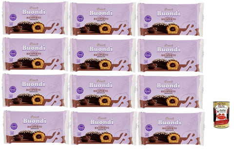 Bauli Buondì Ricoperto al Cioccolato, Kuchen Süßer Snack Backwaren mit Schokoladenfüllung 12x 276g Original italienisch inkl. Italian Gourmet Polpa 400g