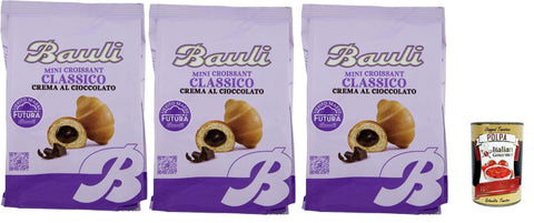 Italian Gourmet E.R. Snack Kuchen & Backwaren Bauli Extragolosi Mini Croissant con crema al cioccolato, mini snack Croissant mit Schokoladencreme 3x 75g Italienischer Knabberartikel + Italian Gourmet polpa 400g 8032804040014