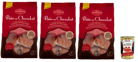 Italian Gourmet E.R. Snack Kuchen & Backwaren Bistefani Pain au Chocolat Super sfogliato, Kuchen Pain au Chocolat Mit 24 Stunden natürlichen Sauerteigs, Mit 100% italienischer Milch, 3x 270g+ Italian Gourmet polpa 400g 8032804040014