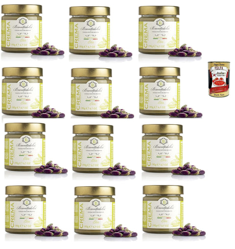 Italian Gourmet E.R. Snack Kuchen & Backwaren Brontedolci Crema di pistacchio, Pistaziencreme süß mit 40% Pistazien aus Sizilien (Ätna), Streichfähige, Brotaufstrich in Glas, Pistachio spreadable cream 12x 190g + Italian Gourmet polpa 400g 8032804040014
