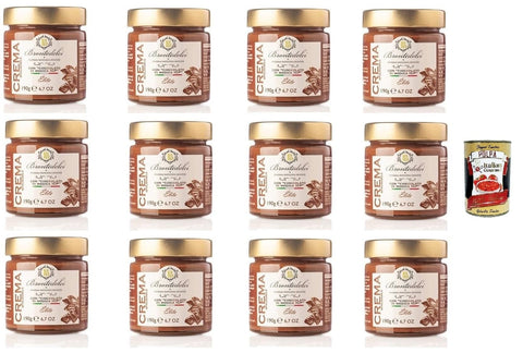 Italian Gourmet E.R. Snack Kuchen & Backwaren Brontedolci Crema Spalmabile con Cioccolato di Modica IGP Schokoladenaufstrich Schokolade 12x 190g Streichfähige Brotaufstrich in Glas Italienisches Produkt aus Sizilien + Italian Gourmet polpa 400g 8032804040014