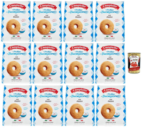 Italian Gourmet E.R. Snack Kuchen & Backwaren Campiello i Biscotti del Buongiorno Frollini alla panna Sahne Shortbread Kekse mit Sahne 12x 700g biscuits cookies 100% Italienische Kekse + Italian gourmet polpa 400g 8032804040014