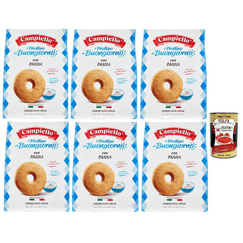 Campiello i Biscotti del Buongiorno Frollini alla panna Sahne Shortbread Kekse mit Sahne 6x 700g biscuits cookies 100% Italienische Kekse Original italienisch inkl. Italian Gourmet Polpa 400g