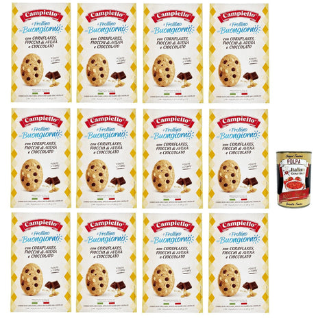 Campiello il Frollino del Buongiorno con Cornflakes, Fiocchi di Avena e Cioccolato, Corn Flakes Biscuit, Haferflocken und Schokolade 12x 300 g inkl. Italian Gourmet polpa 400g Original italienisch