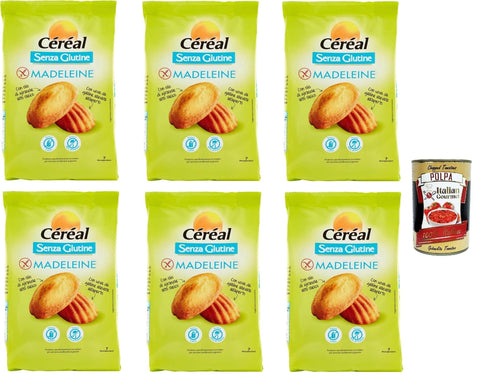 Italian Gourmet E.R. Snack Kuchen & Backwaren Céréal Madeleine senza glutine e senza latte, Glutenfrei und laktosefrei Snacks, Reduzierte Auswirkungen auf den Blutzucker – Ohne Palmöl oder Farbstoffe, 6x 200 g + Italian Gourmet polpa 400g 8032804040014