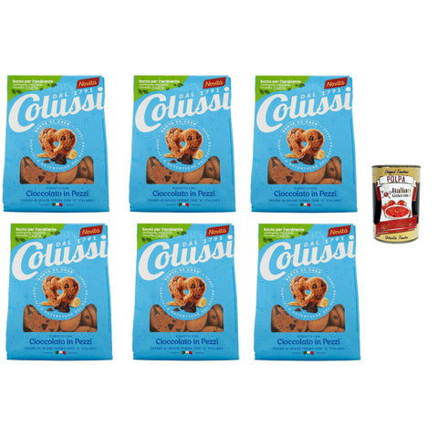 Colussi Biscotti con Cioccolato in Pezzi, Kekse mit Schokolade in Stücken, Biscuits 6x 500 g Original italienisch inkl. Italian Gourmet Polpa 400g