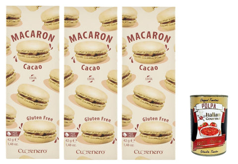Italian Gourmet E.R. Snack Kuchen & Backwaren Cuorenero Macaron Cacao , gluten frei, gluten free, Kosher, Macaron Schokoalde 3x 42g + Italian Gourme tpolpa 400g 8032804040014