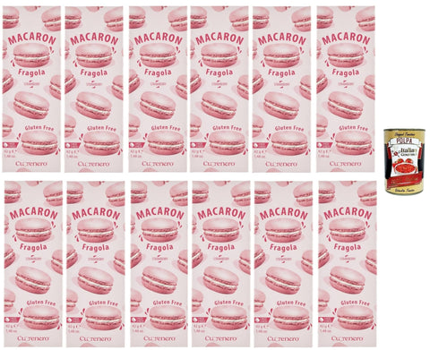 Cuorenero Macaron Fragola, gluten frei, gluten free, Kosher, Macaron Erdbeercreme 12x 42g Original italienisch inkl. Italian Gourmet Polpa 400g