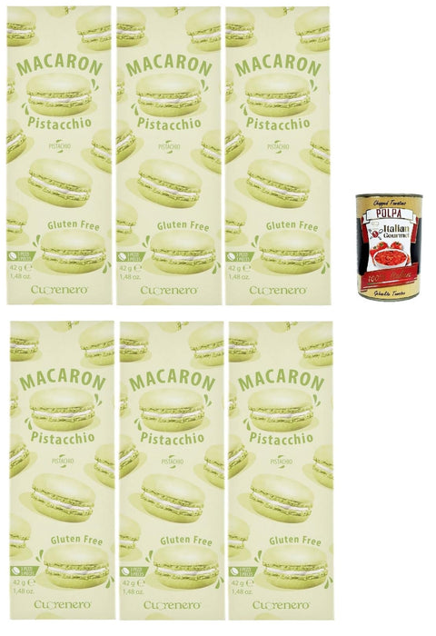 Italian Gourmet E.R. Snack Kuchen & Backwaren Cuorenero Macaron Pistacchio, gluten frei, gluten free, Kosher, Macaron Pistaziencreme 6x 42g + Italian Gourmet polpa 400g 8032804040014