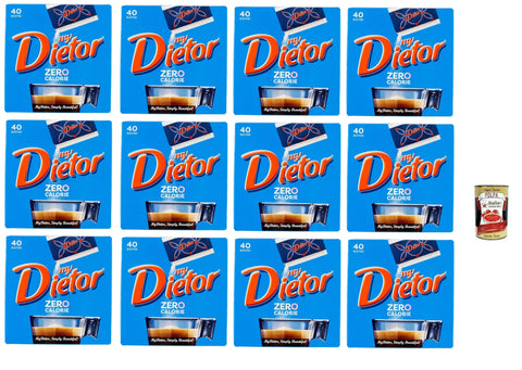 Dietor my Zero Calorie, Natürlicher Süßstoff 0 kcal, Glutenfrei, gluten free, Ohne Aspartam, 12x 40 Beutel Original italienisch inkl. Italian Gourmet Polpa 400g