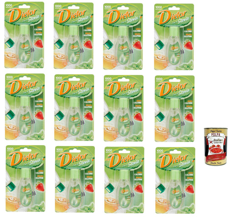 Dietor MyDietor Cuor di Stevia, Natürlicher flüssiger Süßstoff 0 kcal, Glutenfrei, gluten free, Ohne Aspartam 12x 50 ml Original italienisch inkl. Italian Gourmet Polpa 400g