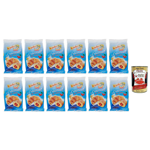 Divella Croissant alla Ciliegia, Croissants mit Kirschfüllung, Packung, Jede Packung enthält 6 Croissants 12x 270g inkl. Italian Gourmet polpa 400g Original italienisch