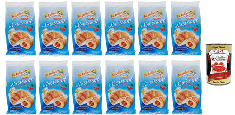 Italian Gourmet E.R. Snack Kuchen & Backwaren Divella Croissant alla Ciliegia, Croissants mit Kirschfüllung , 12x 270g Packung, Jede Packung enthält 6 Croissants + Italian Gourmet polpa 400g 8032804040014